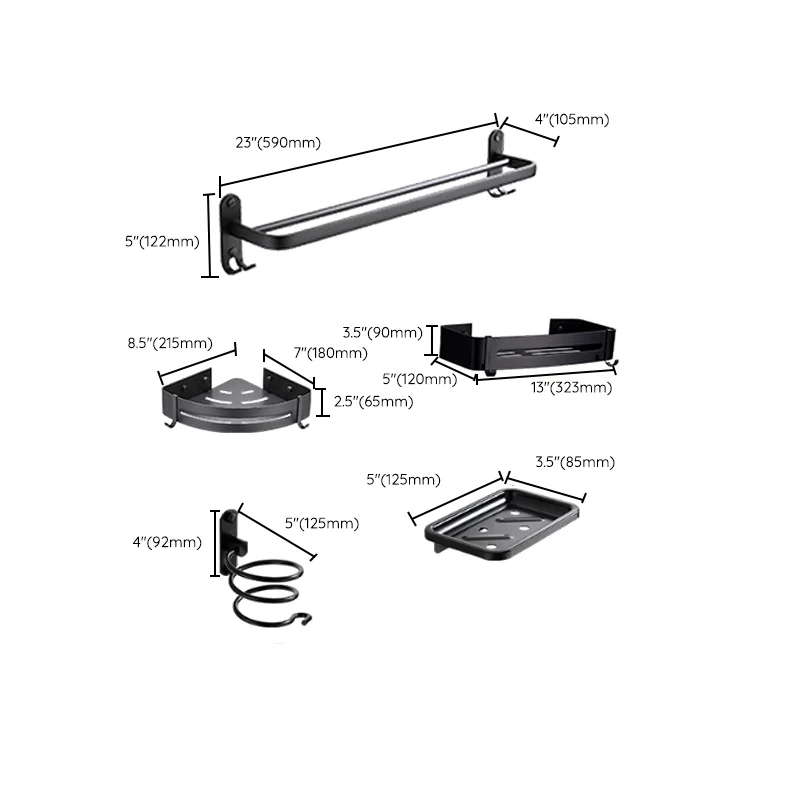 Juego de accesorios de baño moderno, barra de toalla negra, soporte de papel, Kit de accesorios de baño Clearhalo