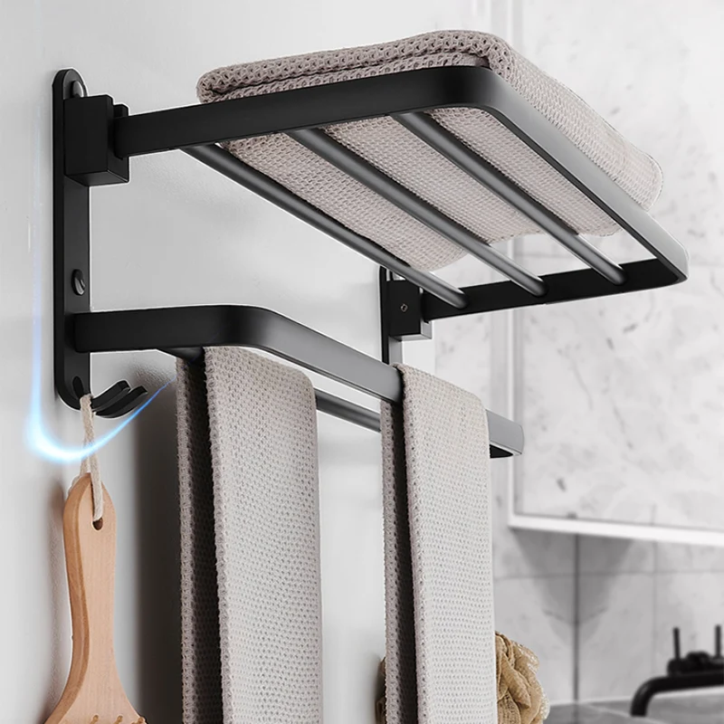 Juego de accesorios de baño moderno, barra de toalla negra, soporte de papel, Kit de accesorios de baño Clearhalo