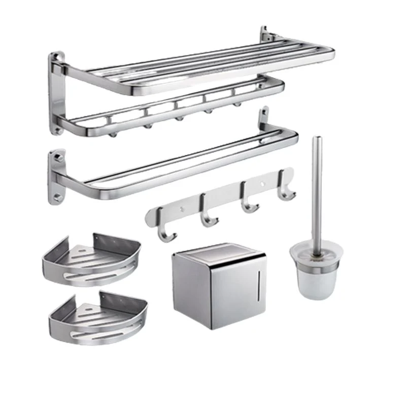 Juego de accesorios de baño moderno con estante para baño/ganchos para bata/barra para toallas en aluminio Clearhalo