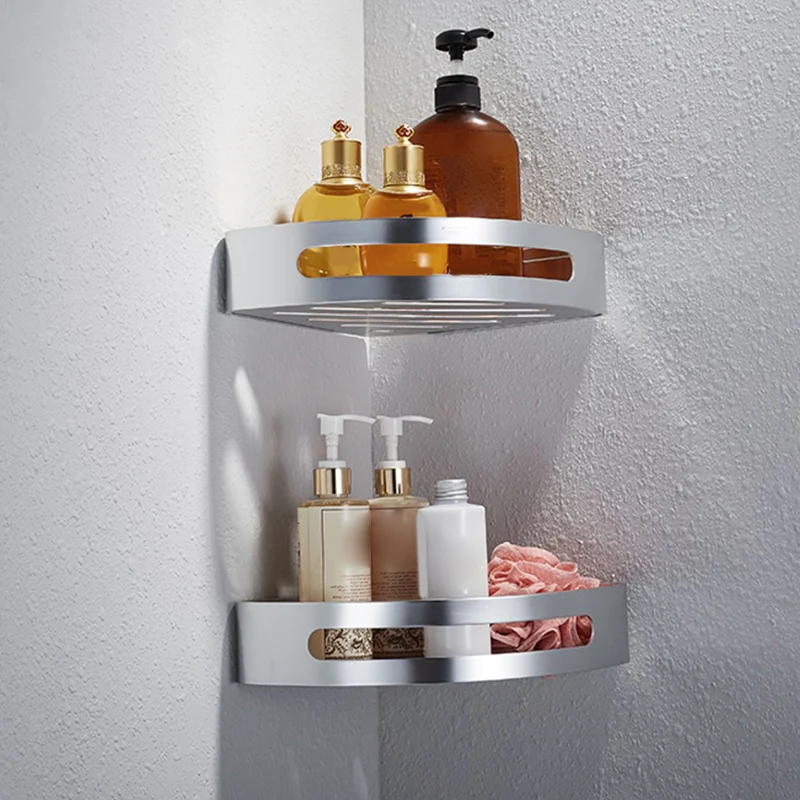 Juego de accesorios de baño moderno con estante para baño/ganchos para bata/barra para toallas en aluminio Clearhalo