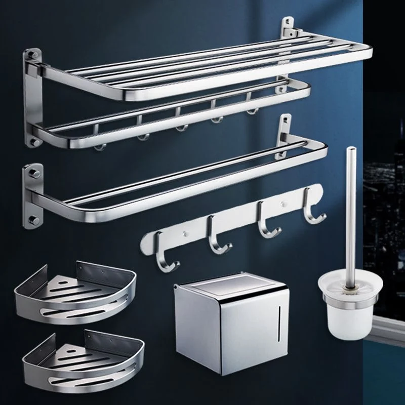 Juego de accesorios de baño moderno con estante para baño/ganchos para bata/barra para toallas en aluminio Clearhalo