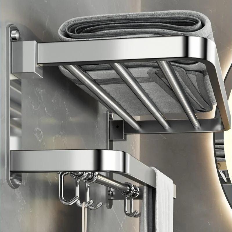 Juego de accesorios de baño moderno de cromo pulido en acero inoxidable con estante para baño/barra para toallas Clearhalo