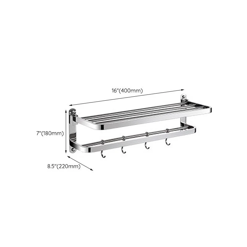 Juego de accesorios de baño moderno de cromo pulido en acero inoxidable con estante para baño/barra para toallas Clearhalo