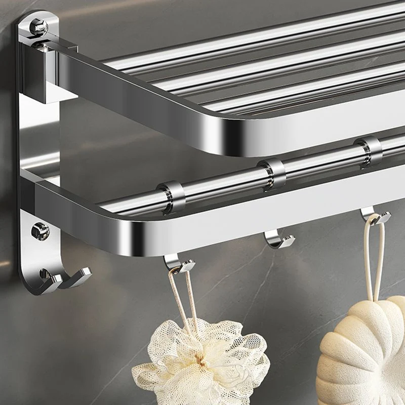 Juego de accesorios de baño moderno de cromo pulido en acero inoxidable con estante para baño/barra para toallas Clearhalo