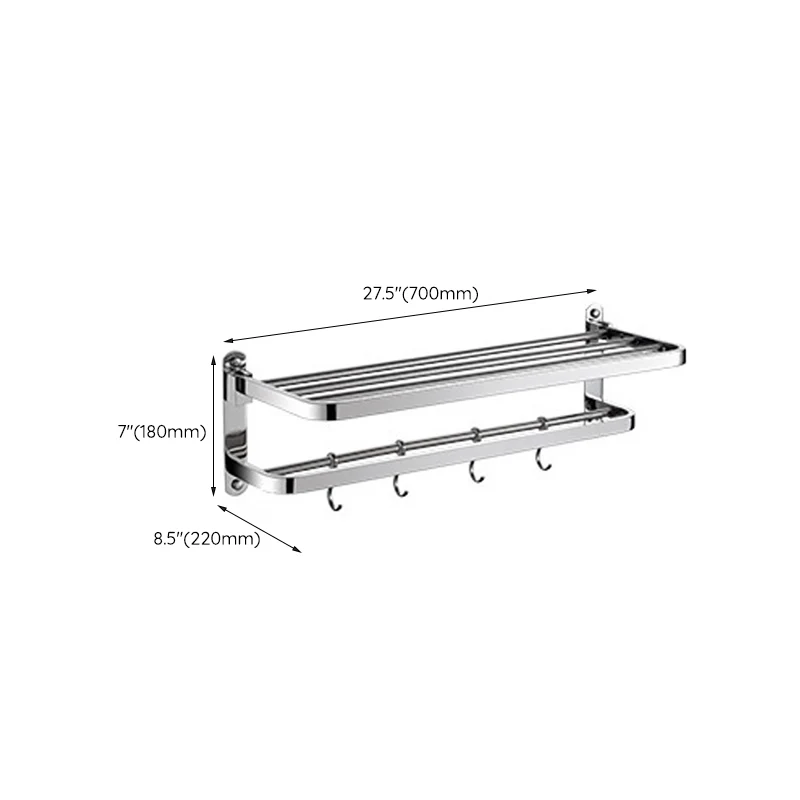 Juego de accesorios de baño moderno de cromo pulido en acero inoxidable con estante para baño/barra para toallas Clearhalo