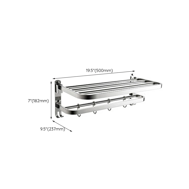 Juego de accesorios de baño moderno de cromo pulido en acero inoxidable con estante para baño/barra para toallas Clearhalo