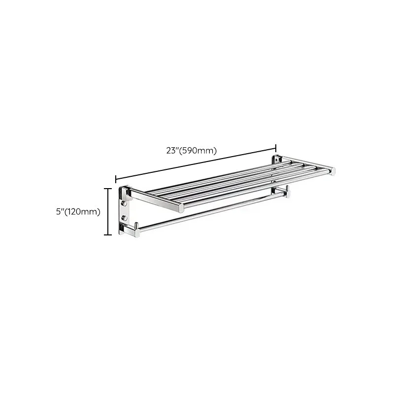 Juego de accesorios de baño moderno de cromo pulido, toallero plateado/estante de baño Clearhalo