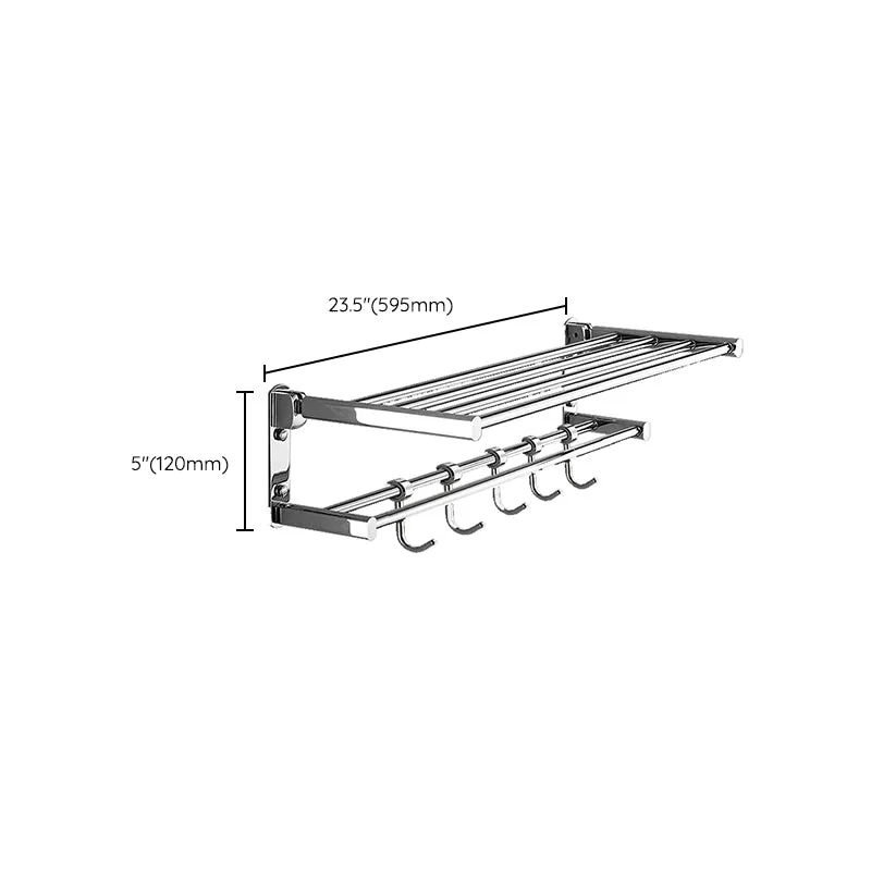 Juego de accesorios de baño moderno de cromo pulido, toallero plateado/estante de baño Clearhalo