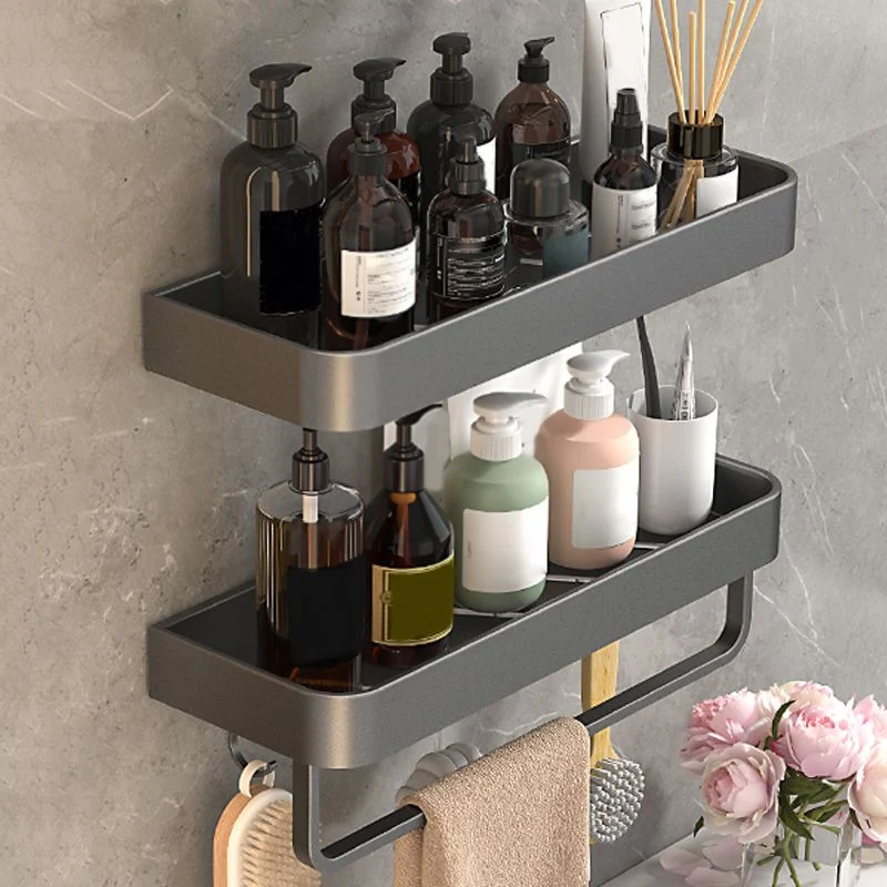 Juego de accesorios de baño moderno, estante de baño, barra para toallas, color negro mate, 2 piezas Clearhalo