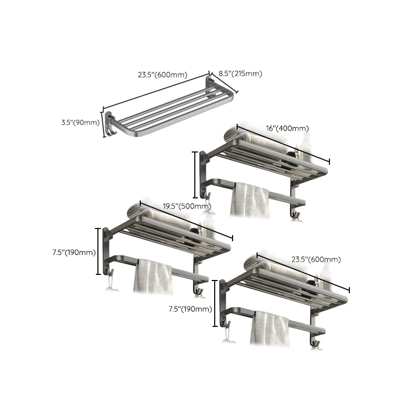 Juego de accesorios de baño moderno, estante de baño, barra para toallas, color negro mate, 2 piezas Clearhalo