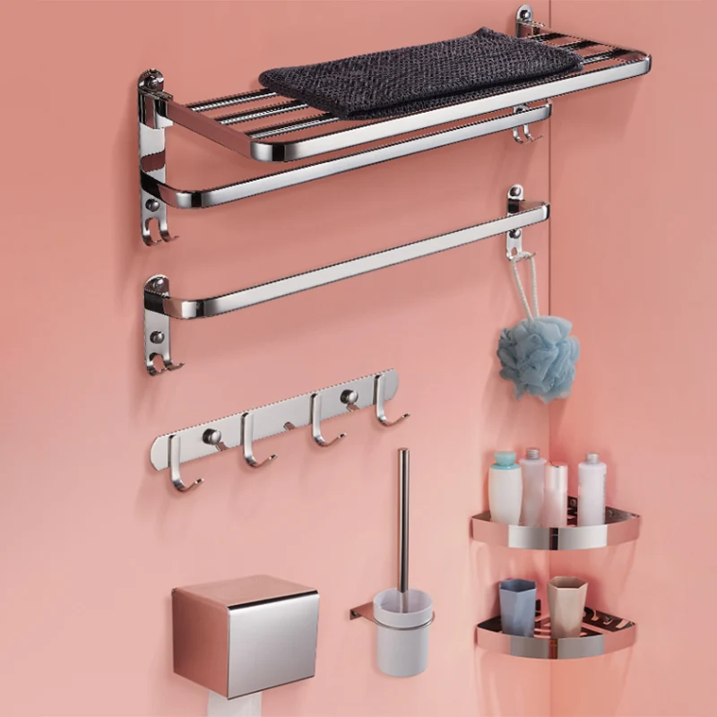 Juego de accesorios de baño moderno, estante de baño de acero inoxidable, soporte de papel, Kit de accesorios de baño Clea...
