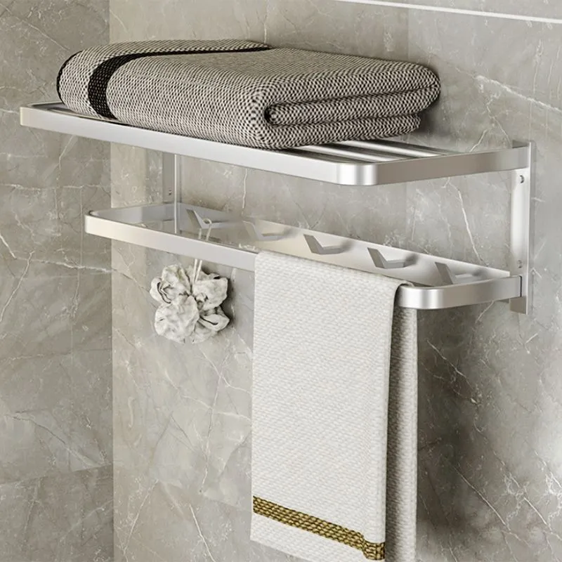 Juego de accesorios de baño moderno, estante de baño plateado, barra de toalla, Kit de accesorios de baño Clearhalo