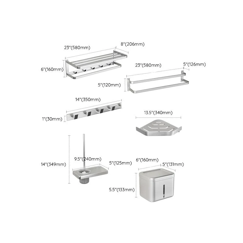 Juego de accesorios de baño moderno, estante de baño plateado, barra de toalla, Kit de accesorios de baño Clearhalo