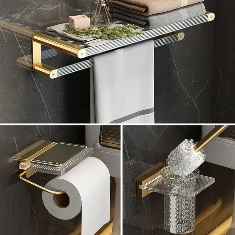 Juego de accesorios de baño moderno, estante para baño, toallero dorado, juego de accesorios para baño Clearhalo