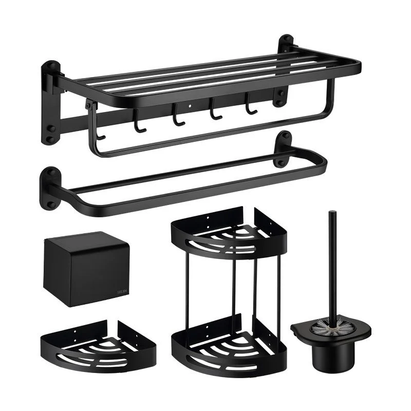 Juego de accesorios de baño moderno, estante para baño, toallero, juego de accesorios de baño negro mate Clearhalo