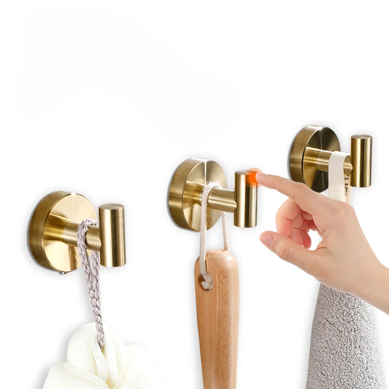 Juego de accesorios de baño moderno, ganchos para batas de metal en cromo pulido/oro Clearhalo