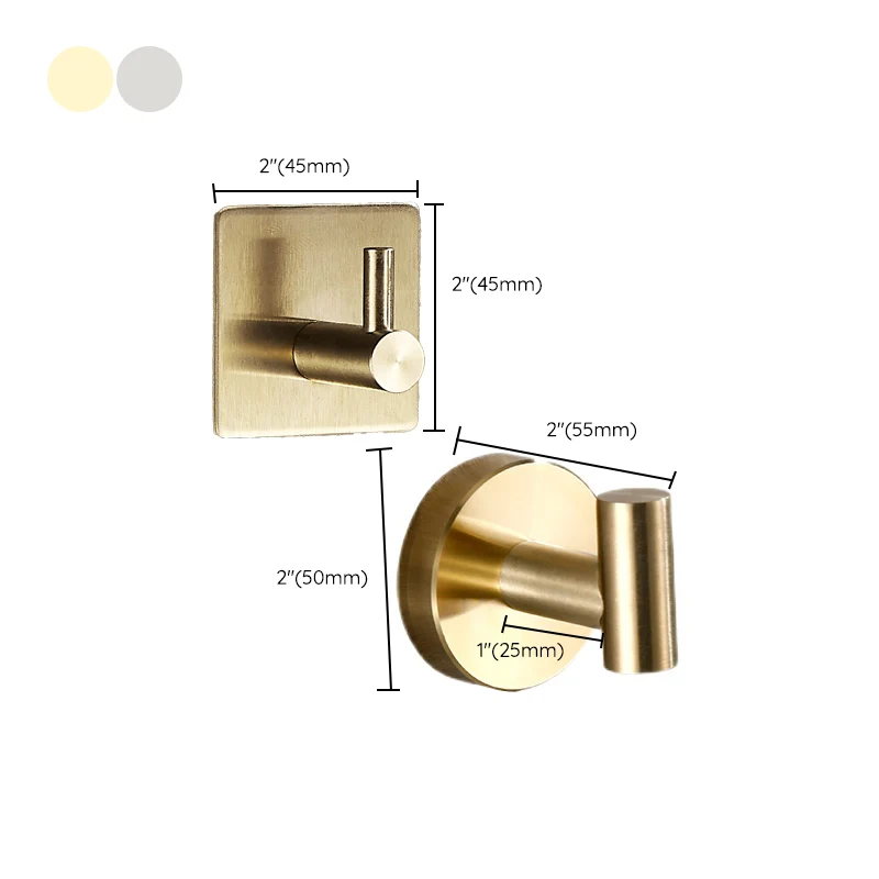 Juego de accesorios de baño moderno, ganchos para batas de metal en cromo pulido/oro Clearhalo