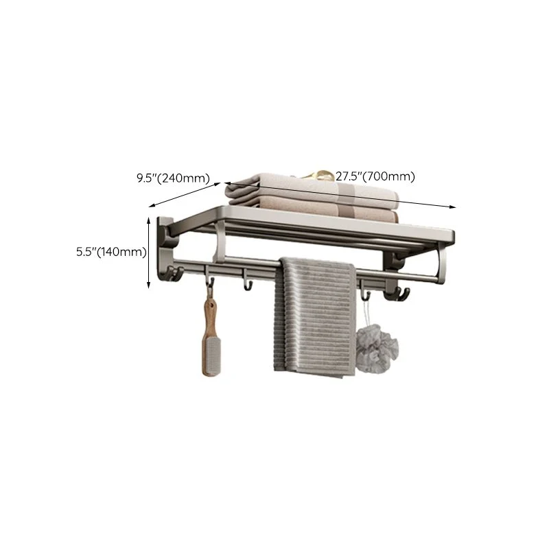 Juego de accesorios de baño moderno en gris con estante para baño, toallero, ganchos para bata y soporte para papel Clearhalo