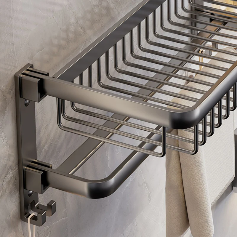 Juego de accesorios de baño moderno, kit de accesorios de baño de metal gris Clearhalo