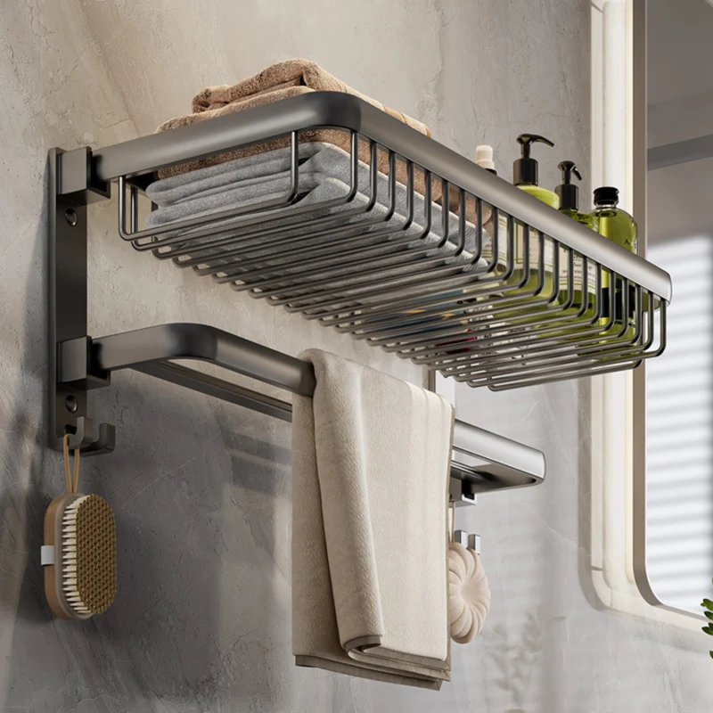 Juego de accesorios de baño moderno, kit de accesorios de baño de metal gris Clearhalo