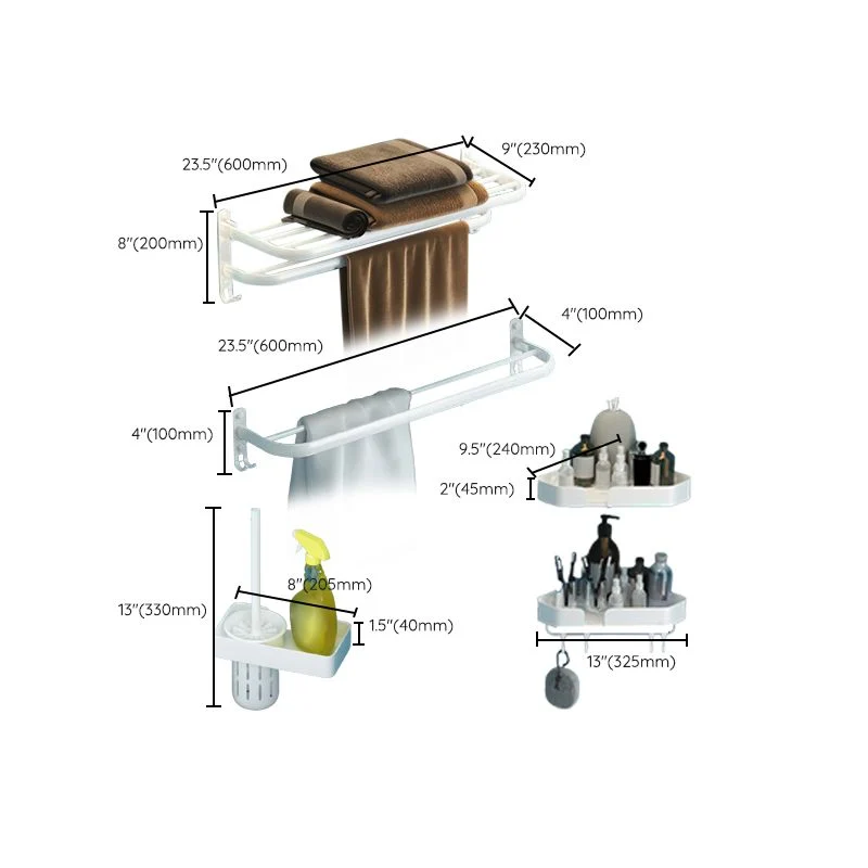 Juego de accesorios de baño moderno, kit de accesorios de baño de metal blanco Clearhalo