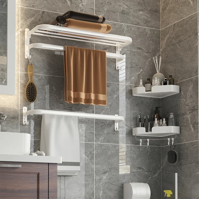 Juego de accesorios de baño moderno, kit de accesorios de baño de metal blanco Clearhalo