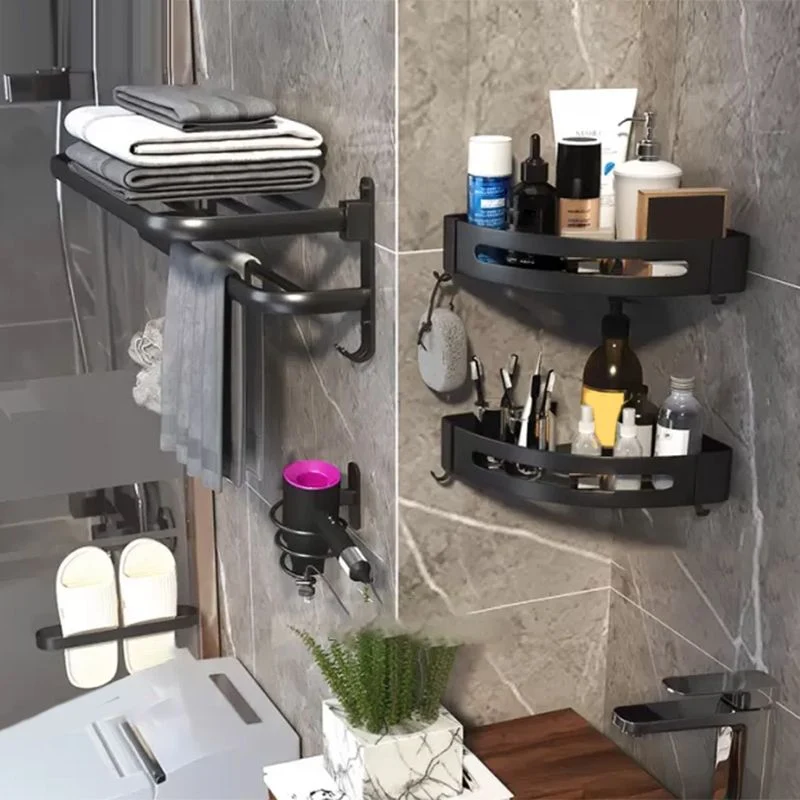 Juego de accesorios de baño moderno, kit de accesorios de baño de metal negro mate Clearhalo