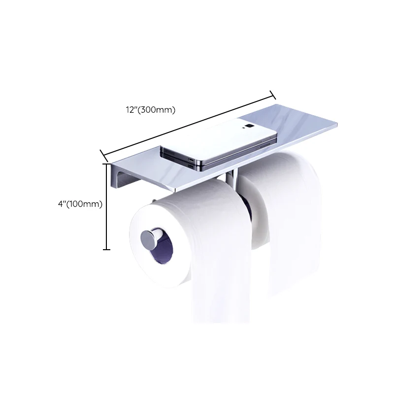 Juego de accesorios de baño moderno de latón cromado con toallero/anillo/portapapeles y gancho para bata Clearhalo
