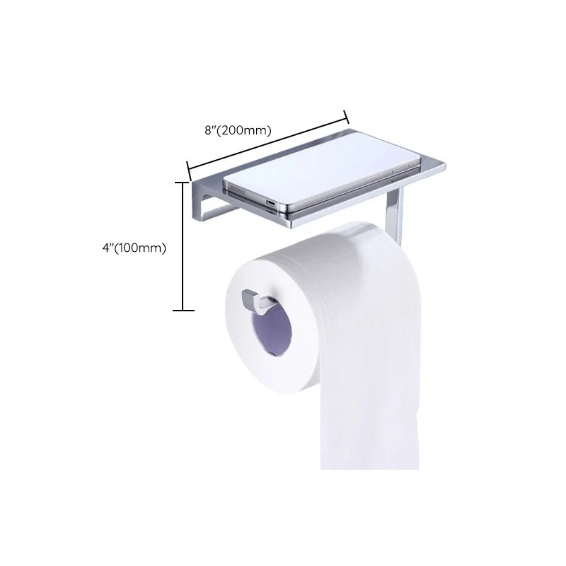 Juego de accesorios de baño moderno de latón cromado con toallero/anillo/portapapeles y gancho para bata Clearhalo