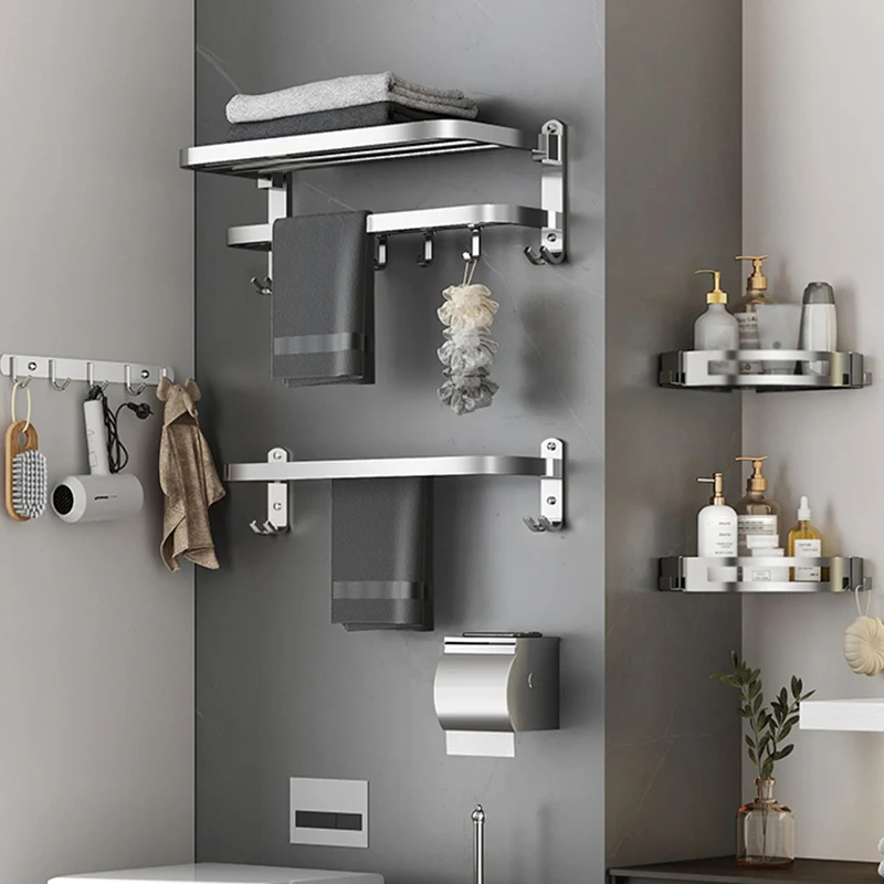 Juego de accesorios de baño moderno de 7 piezas, accesorios de baño de cromo pulido Clearhalo