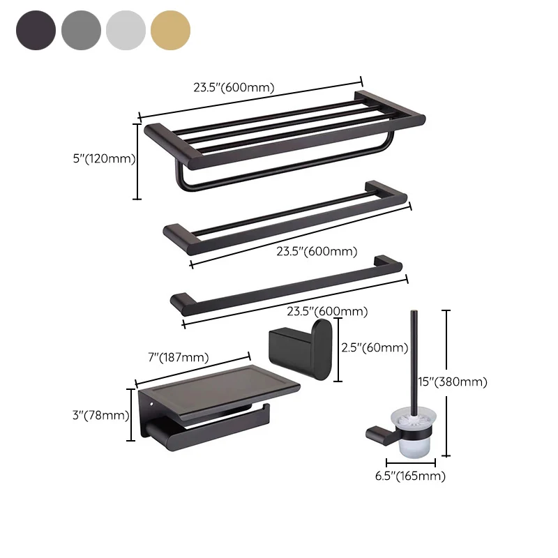 Juego de accesorios de baño moderno de 5 piezas en acero inoxidable con barra para toallas/ganchos para bata/portapapeles...