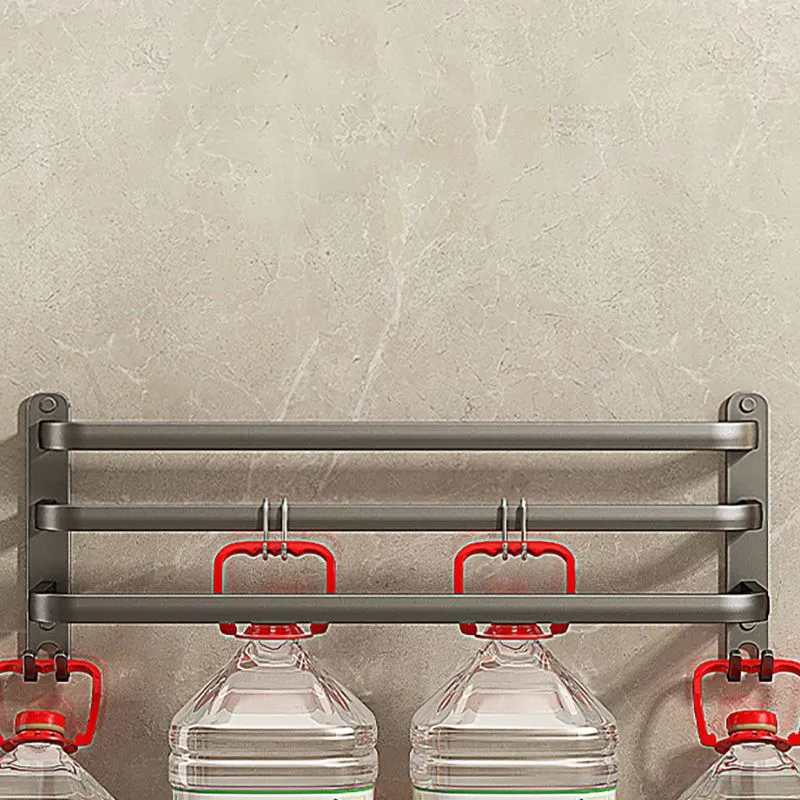 Juego de accesorios de baño moderno de 2 piezas en barra para toallas de aluminio gris mate Clearhalo