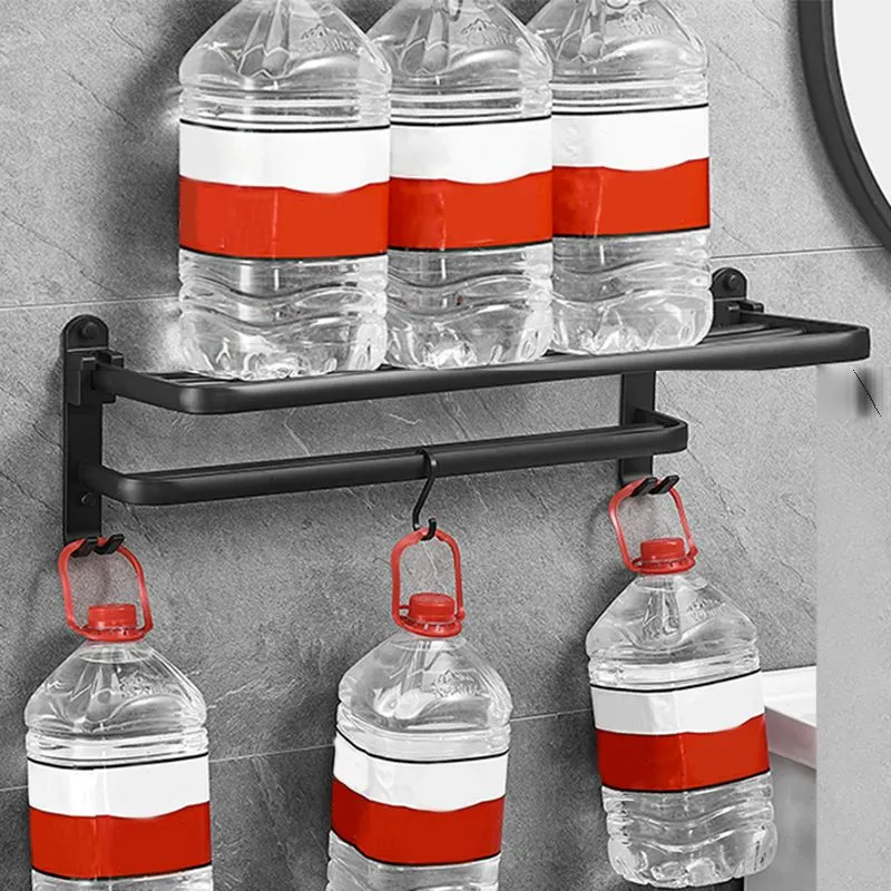 Juego de accesorios de baño moderno de 5 piezas, color negro mate, con estante para baño/barra de torre y soporte para pap...