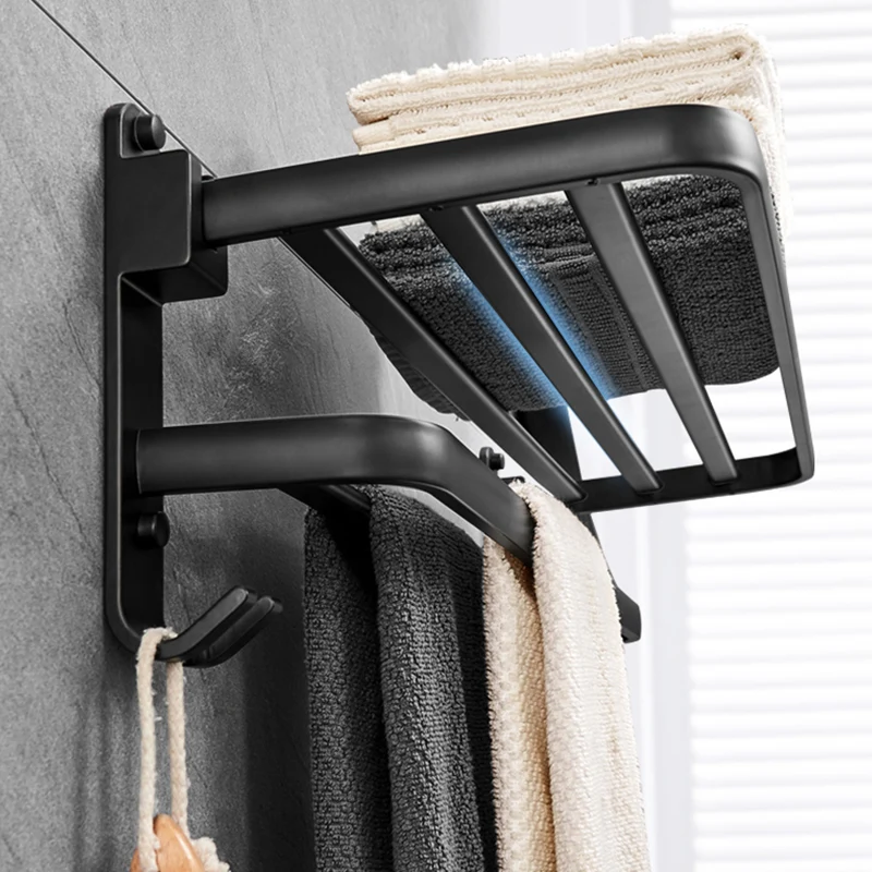 Juego de accesorios de baño moderno de 5 piezas, color negro mate, con estante para baño/barra de torre y soporte para pap...