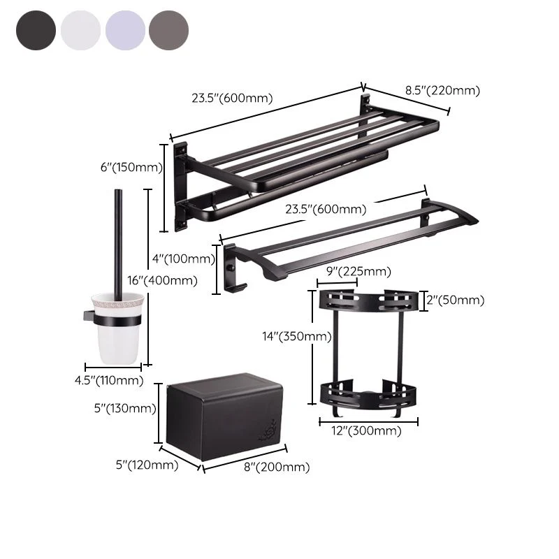 Juego de accesorios de baño moderno de 5 piezas con estante triangular para baño Clearhalo