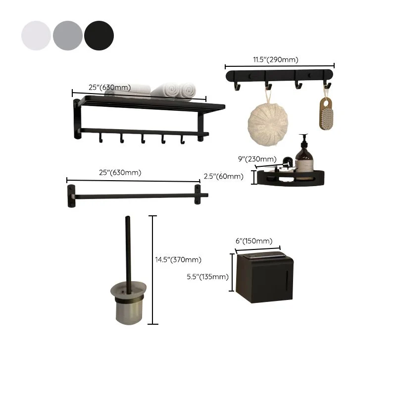 Juego de accesorios de baño moderno de 7 piezas con estante para baño, toallero, soporte para papel y gancho para bata Cle...