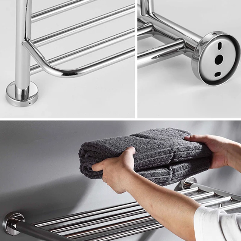 Juego de accesorios de baño moderno de 5 piezas en cromo pulido con estante para bañera Clearhalo