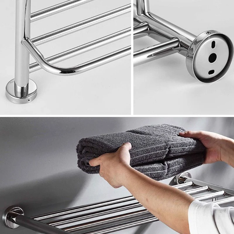 Juego de accesorios de baño moderno de 5 piezas en cromo pulido con estante para bañera Clearhalo