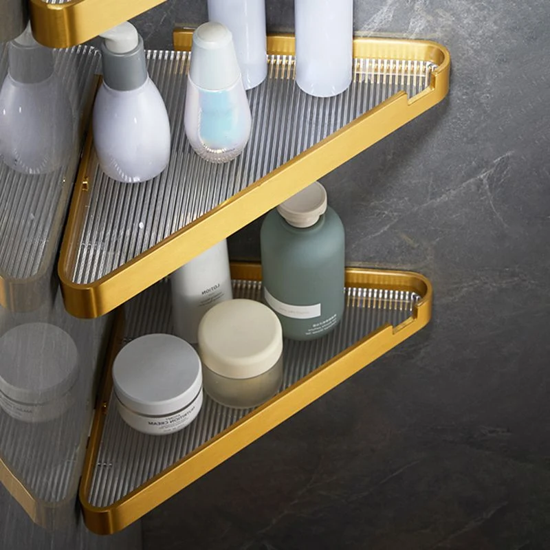Juego de accesorios de baño moderno de 3 piezas dorado/negro, estante para baño Clearhalo