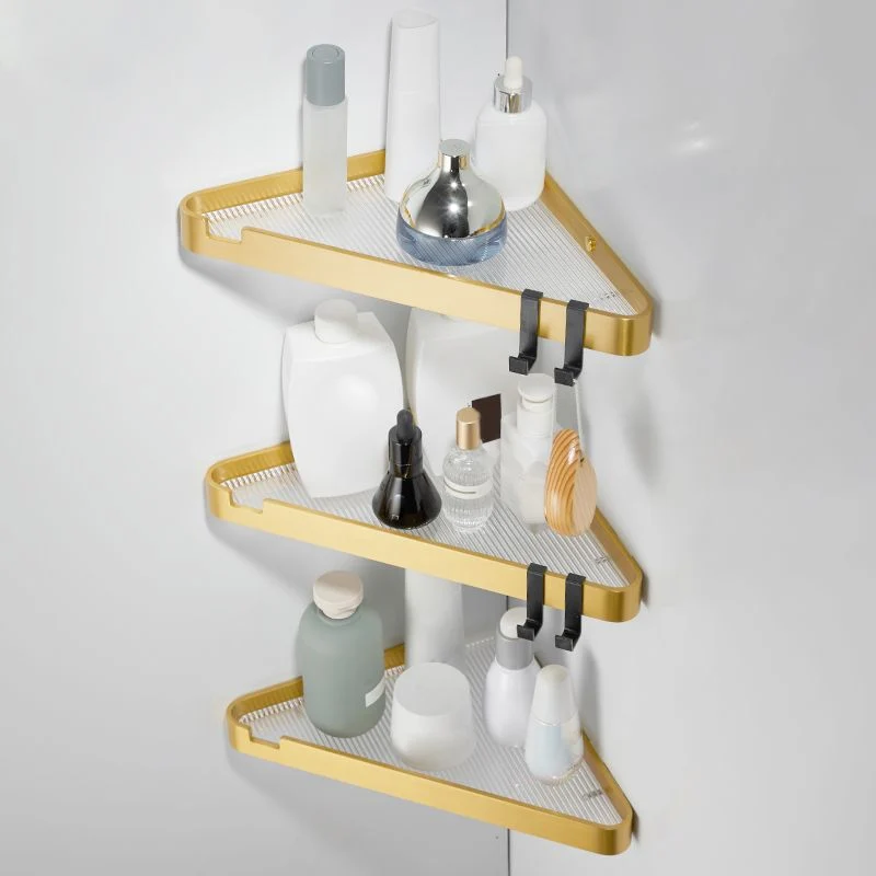Juego de accesorios de baño moderno de 3 piezas dorado/negro, estante para baño Clearhalo