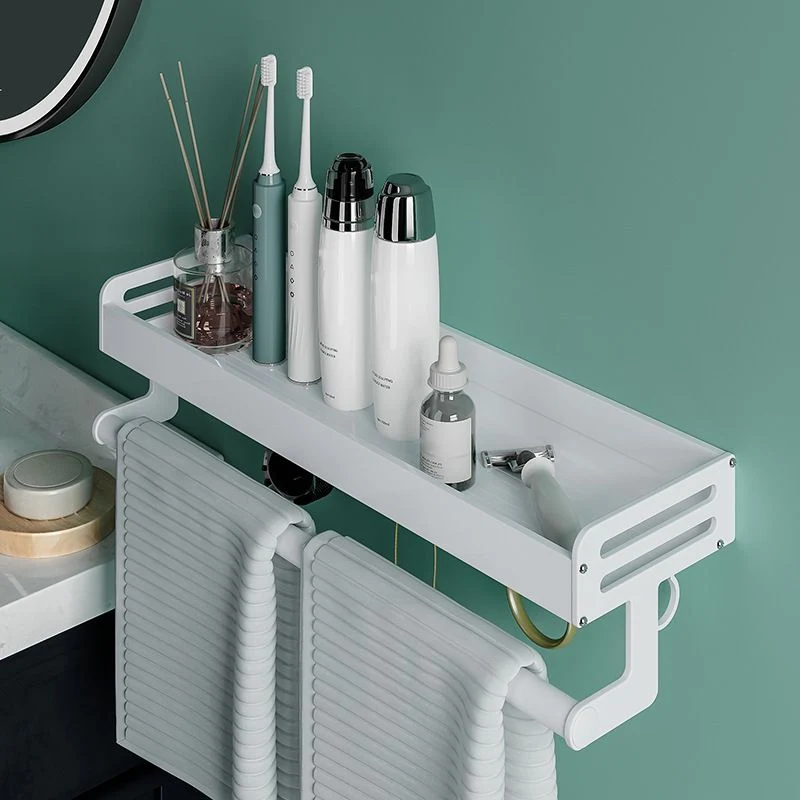 Juego de accesorios de baño moderno de 2 piezas, estante de baño rectangular blanco Clearhalo
