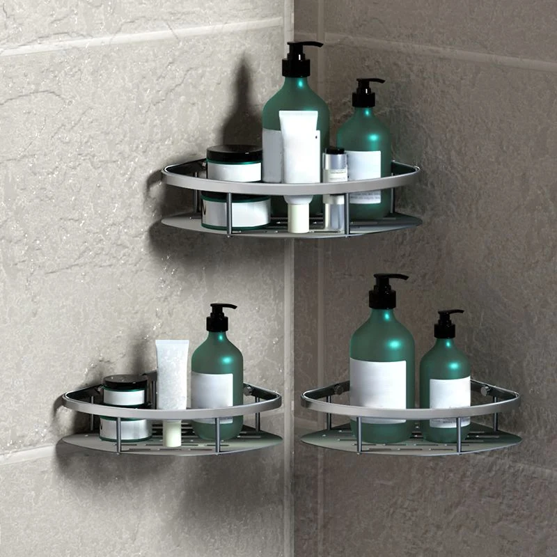Juego de accesorios de baño moderno de 3 piezas, estante de baño de aluminio en color plateado Clearhalo