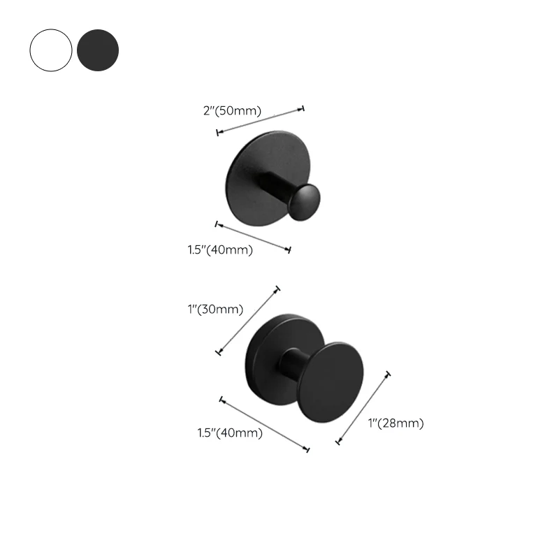 Juego de accesorios de baño moderno de 5 piezas, ganchos para batas en blanco y negro mate Clearhalo