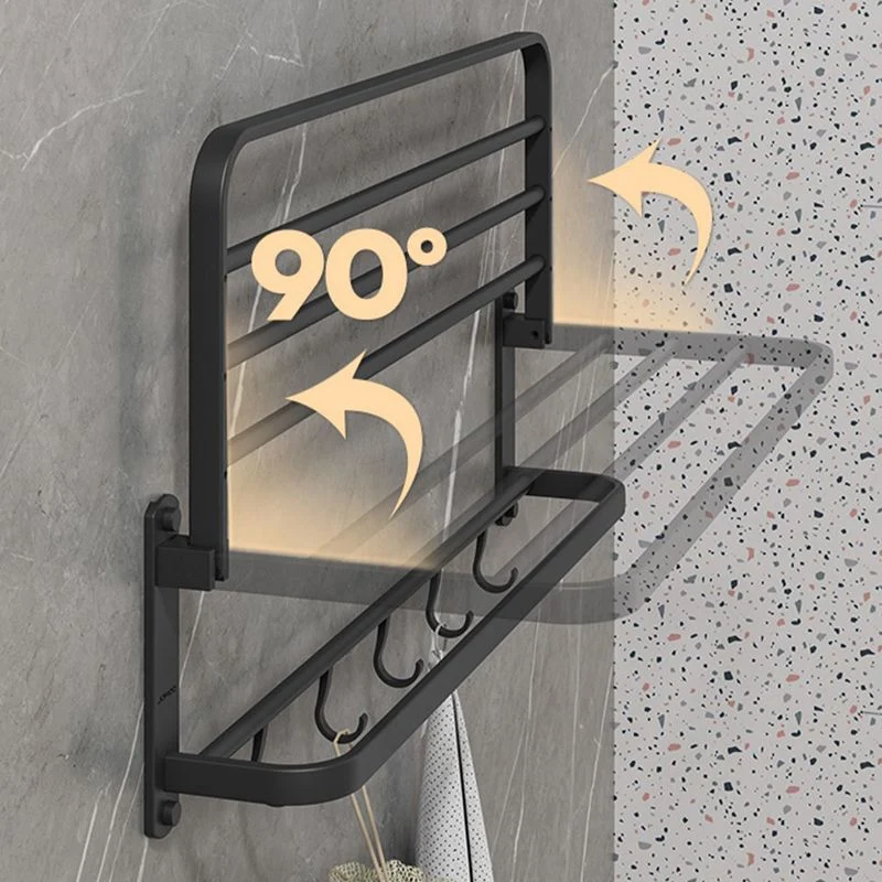 Juego de accesorios de baño moderno de 7 piezas, juego de baño negro mate con toallero/estante de baño Clearhalo