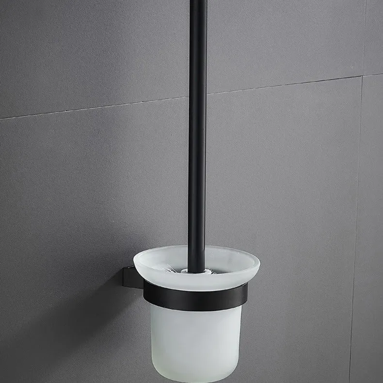 Juego de accesorios de baño moderno de 6 piezas en negro mate con estante para baño/barra para toallas y ganchos para bata...