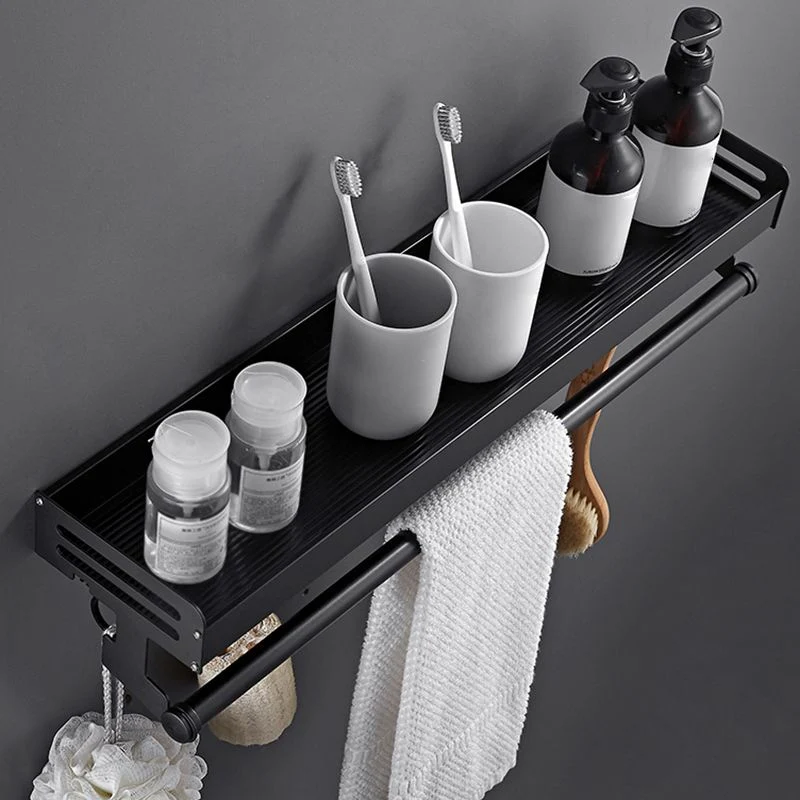 Juego de accesorios de baño modernos, color negro mate, 2 unidades, estante para baño Clearhalo