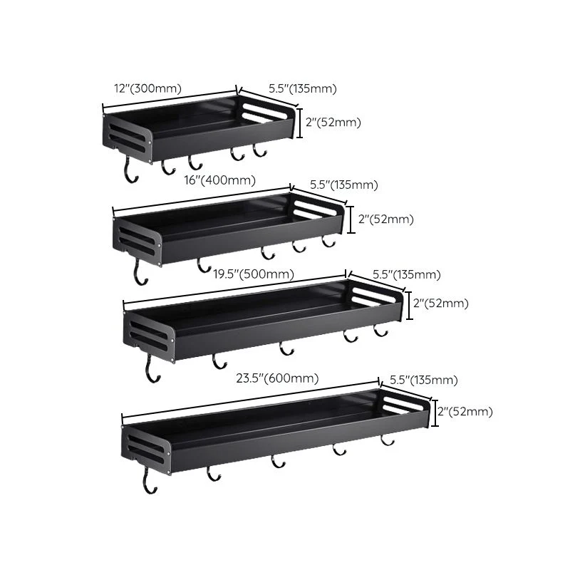 Juego de accesorios de baño modernos, color negro mate, 2 unidades, estante para baño Clearhalo