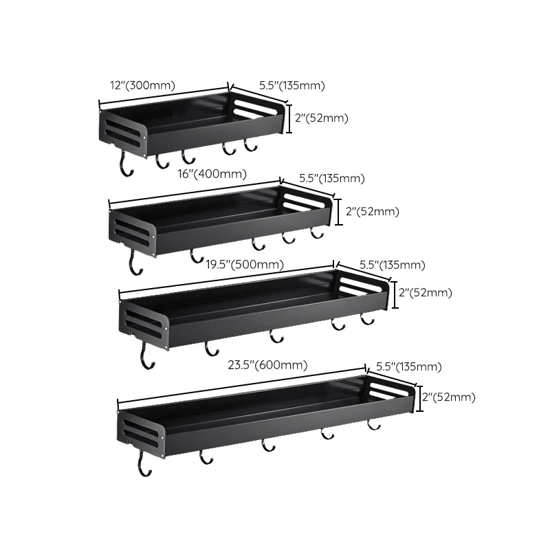 Juego de accesorios de baño modernos, color negro mate, 2 unidades, estante para baño Clearhalo
