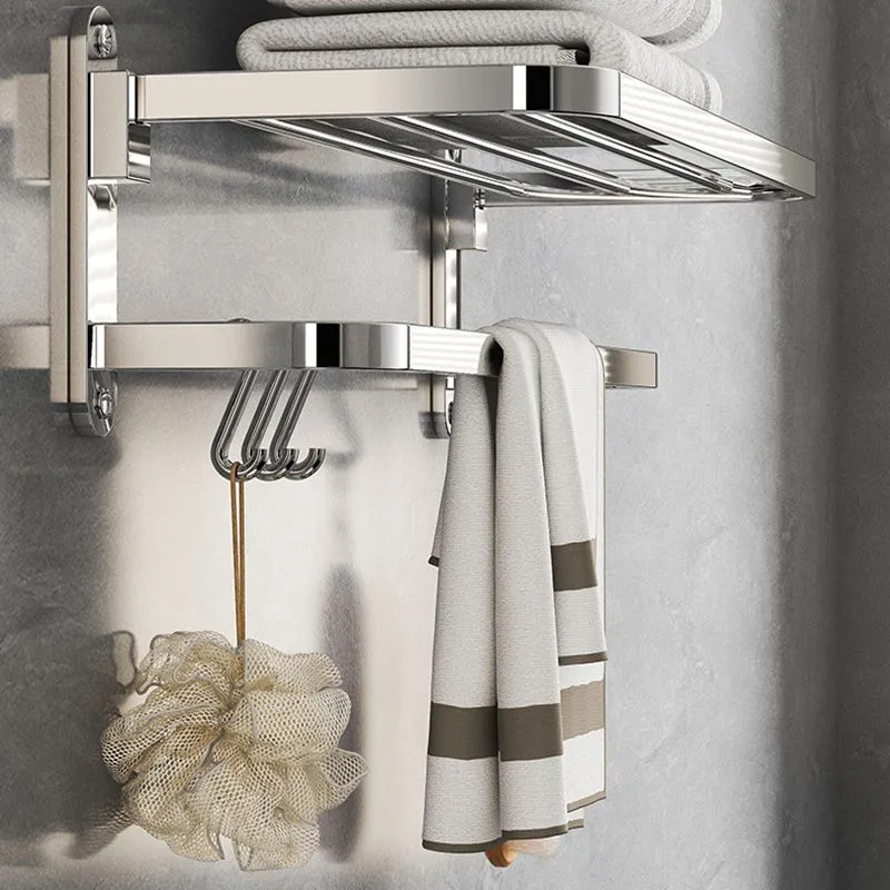 Juego de accesorios de baño modernos cromados, ganchos para batas de acero inoxidable, barra para toallas y estante para b...