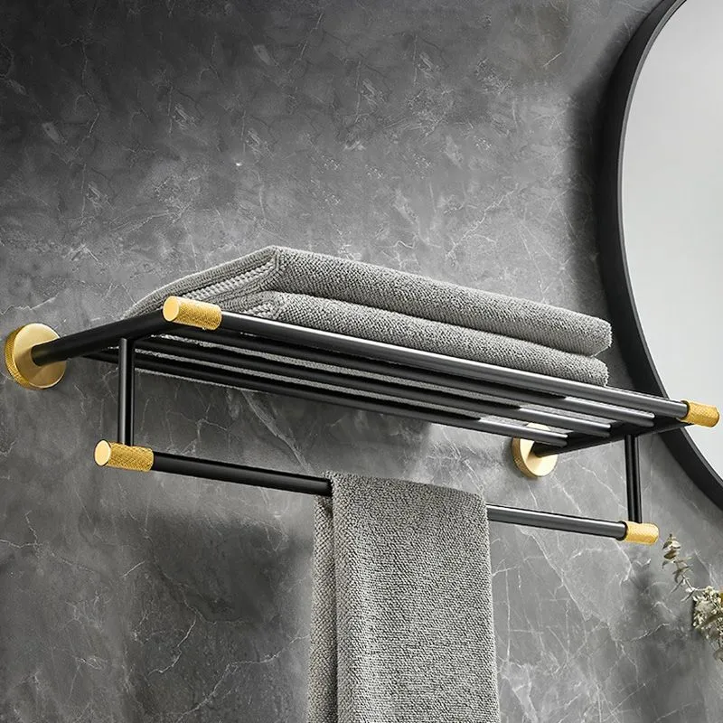 Juego de accesorios de baño modernos de 5 piezas, accesorios de baño de latón negro Clearhalo